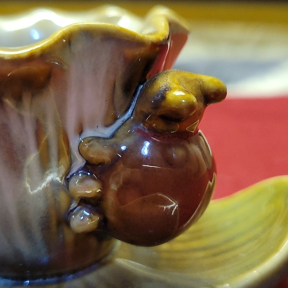 Vtg Ceramic Candle Holder| 2 Ladybugs On A Lotus Flower Pre 2000 - Picture 2 of 6